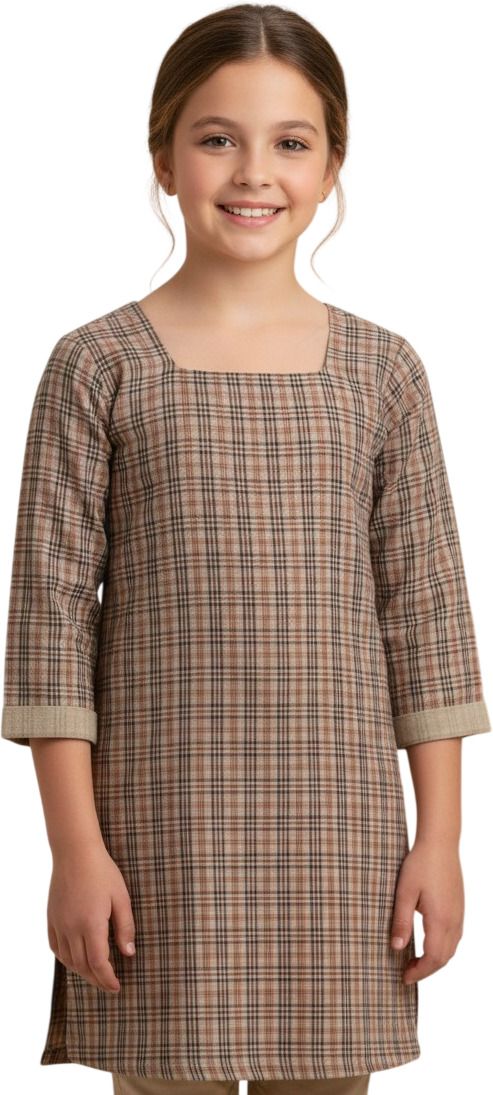 YYY MENSWEAR Straight Brown Uniform Kurta-image-43