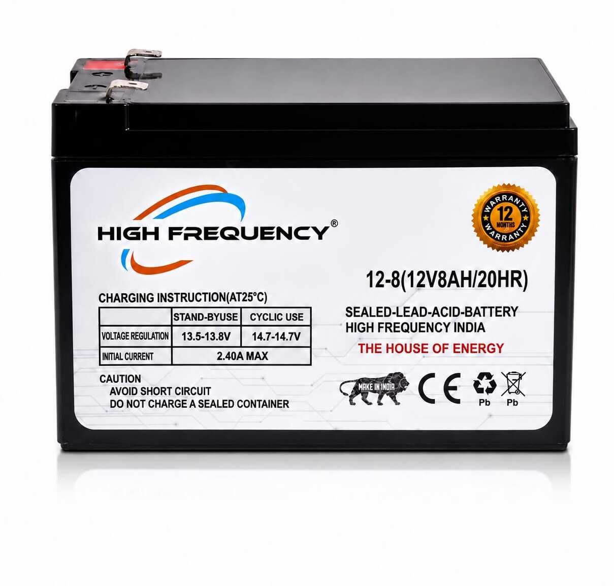 High Frequency 12V 8Ah Battery Rechargeable AGM Solar Battery for UPS Spray Pump Toy Car Bike 12 V Offline/Standby Rack-mount Model UPS with Overload Protection 2 Outlet Plugs-picture-24