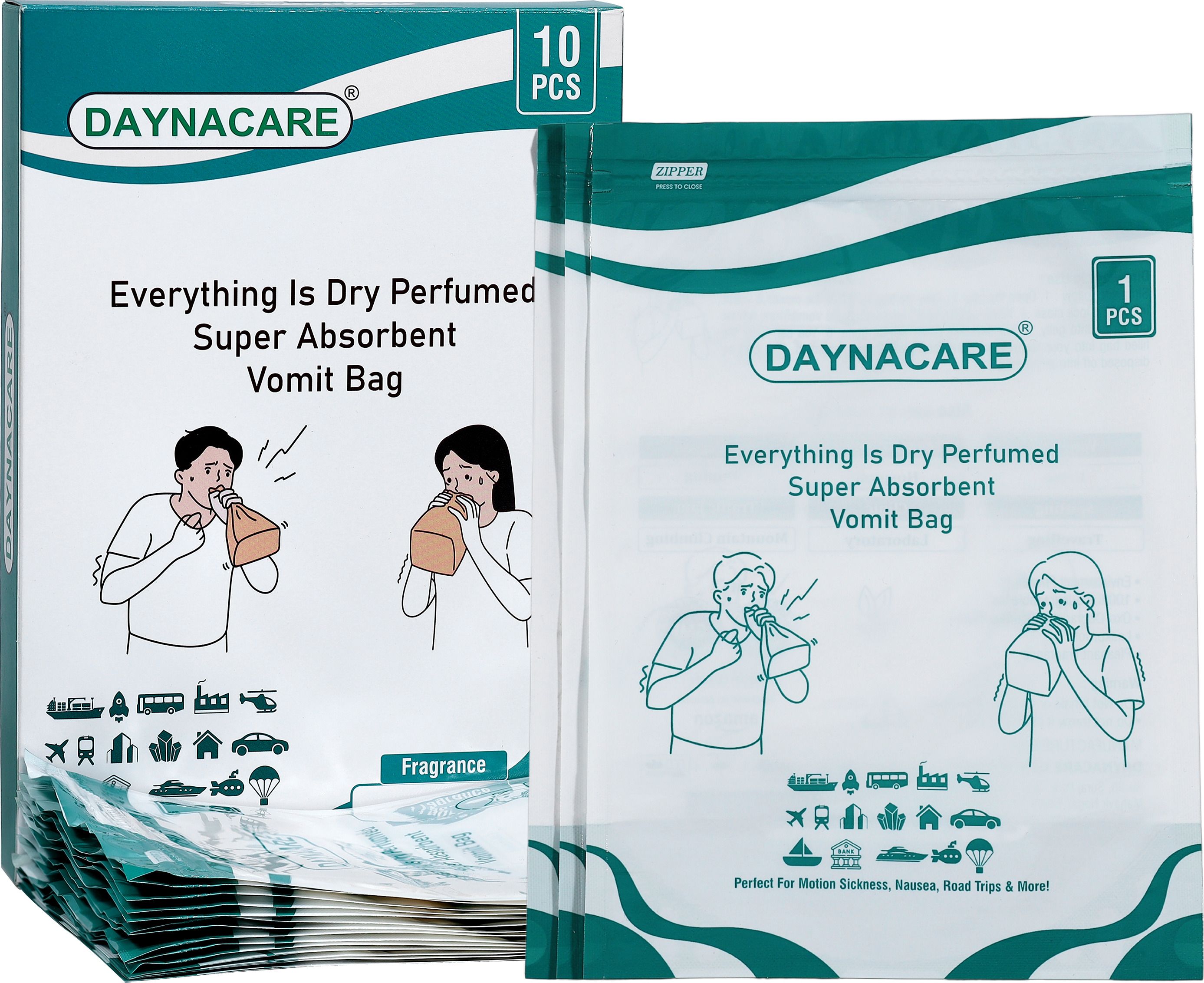 DAYNACARE Strwberry Scented Plastic Zip Lock Vomit Bag| Pack Of 15 Vomit Bag-picture-21
