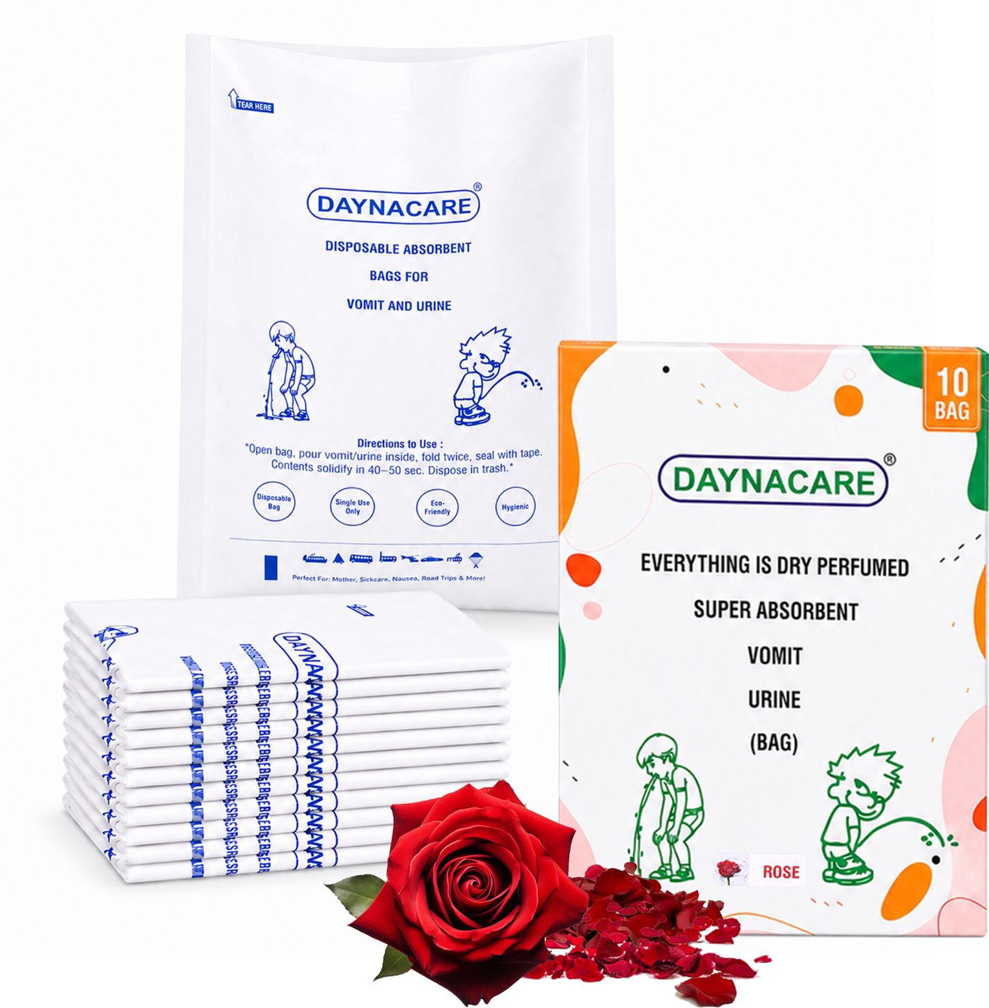 Rose Scent Disposable Vomit/Urine Bags Pack of 10 Leak-Proof Travel Paper Vomit Bag-image-24