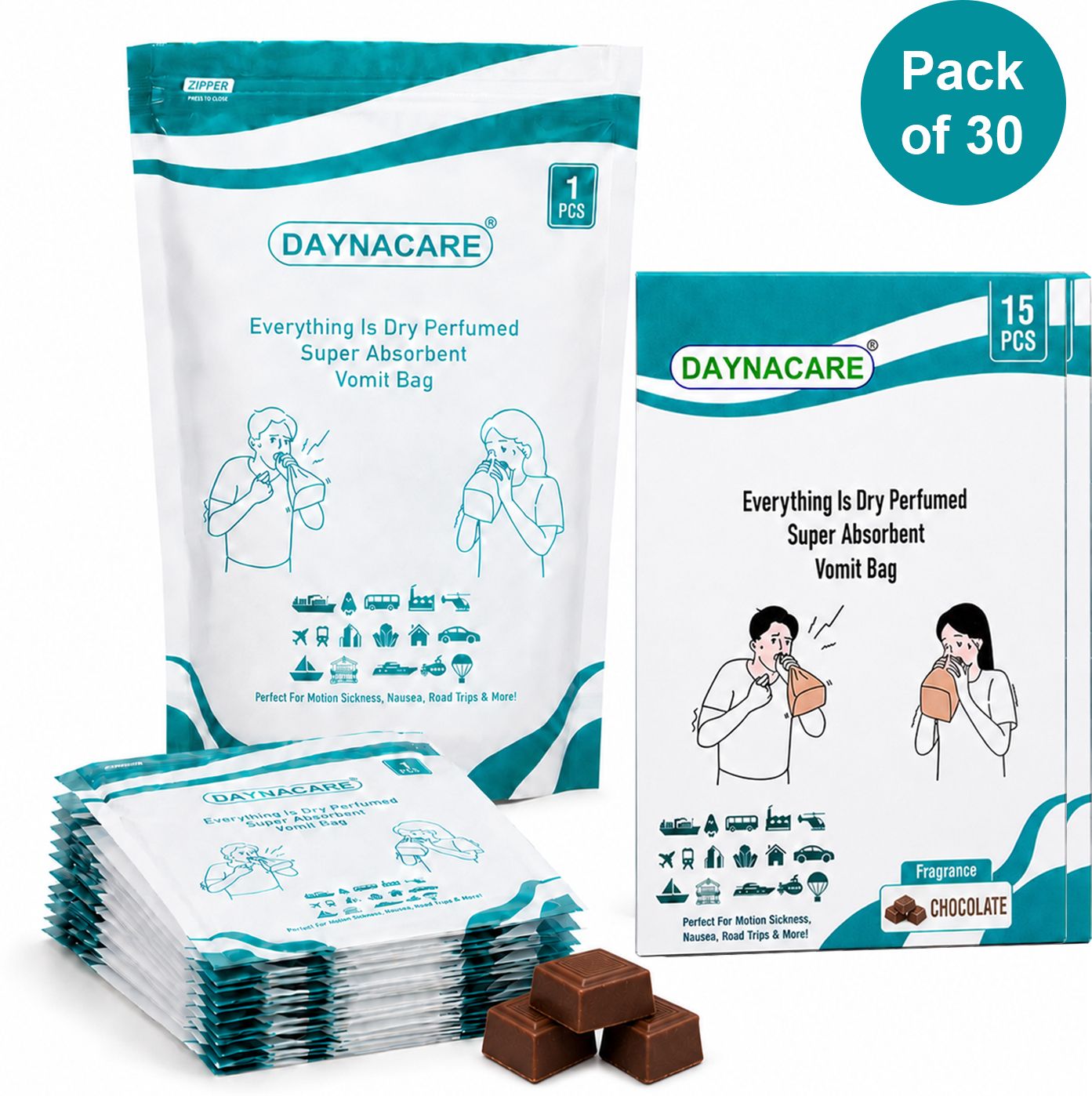 Chocolate Scented Zip Lock Kids Travel Vomit Bag | Pack of 30 Vomit Bag-image-35