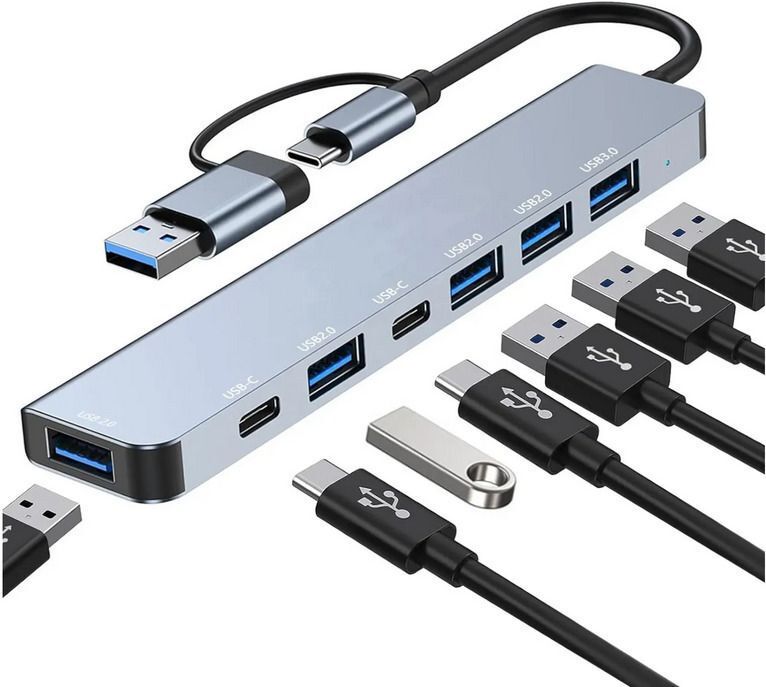 7-Port USB 3.0 Adapter with Type-C Ports,USB-A Converter, 60W PD Charging Ports, USB Adapter-image-44