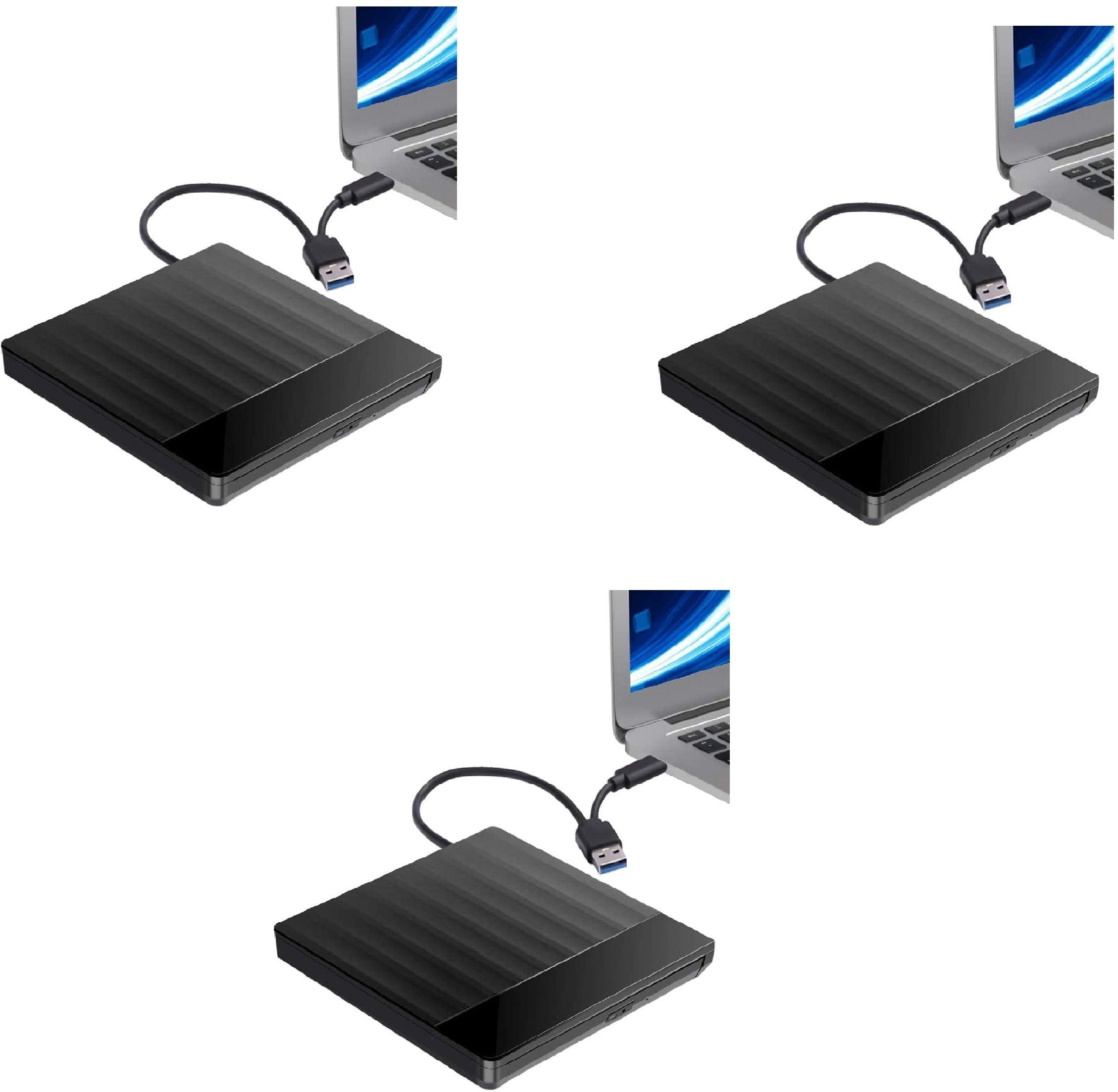 FKU SET OF 3 External CD DVD Drive, USB 3.0 with Type C Portable External DVD Writer-image-7