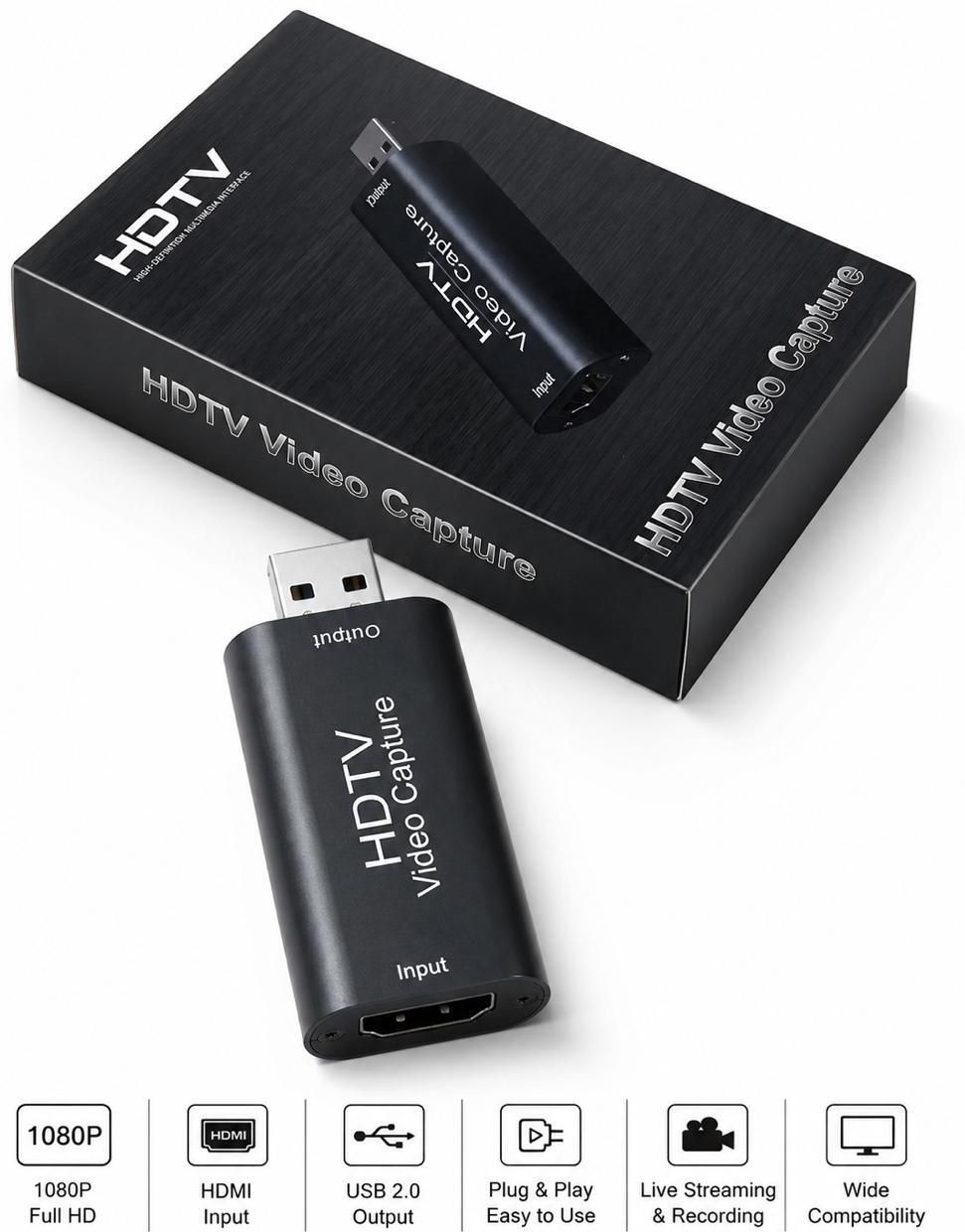HD 1080P 60fps Video Capture Card USB 2.0 for PC Game Live Streaming, Recording USB Adapter-image-35