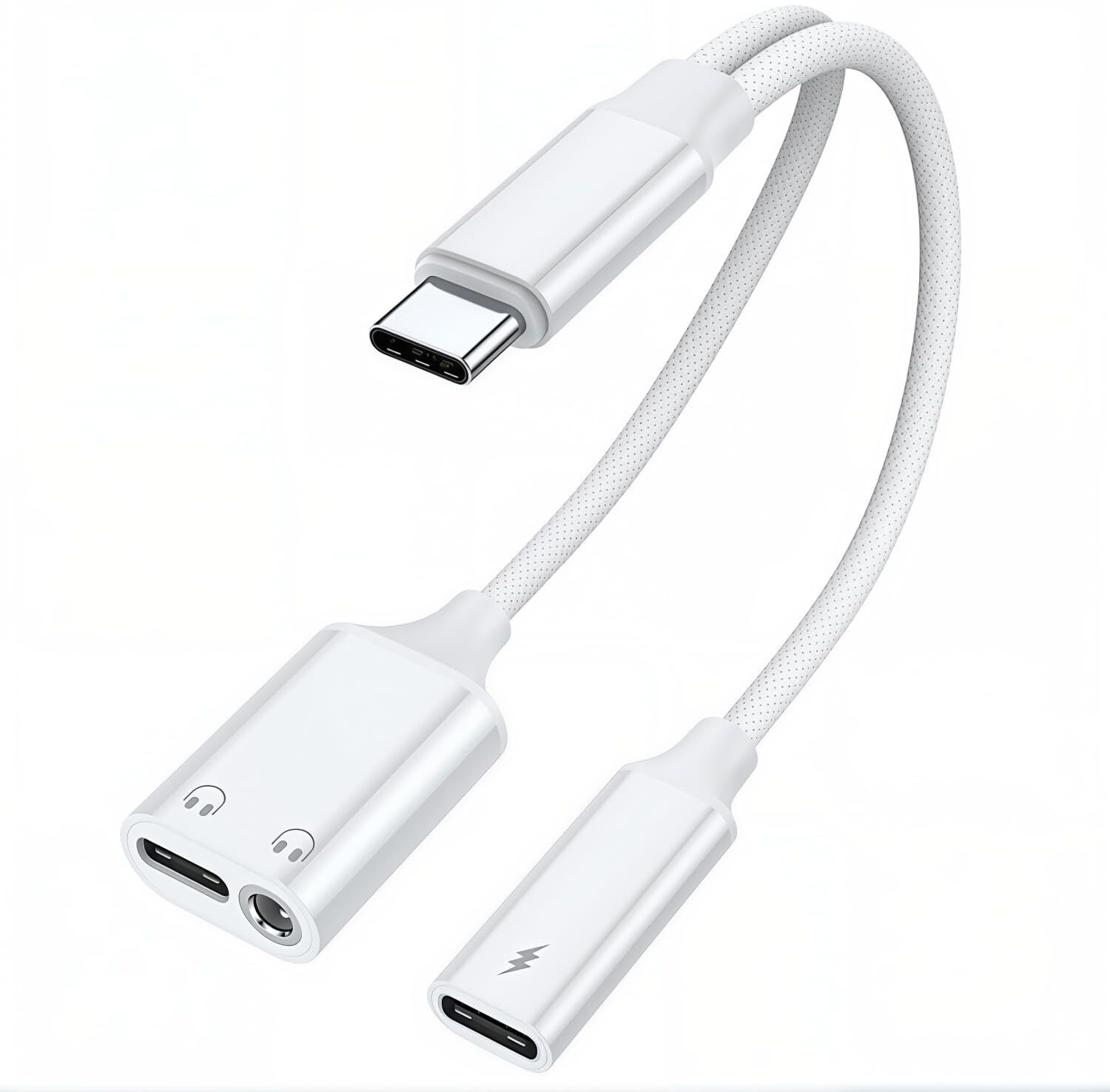 USB C Audio and Charging Splitter with 60W Fast Charge and Nylon Cable Durable USB Adapter-image-24