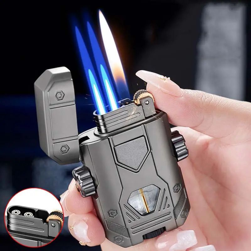 kingdom ™Flabox Swivel Lighter Spinning Top Double Flame Lighter Luminou Pocket Lighter-picture-30