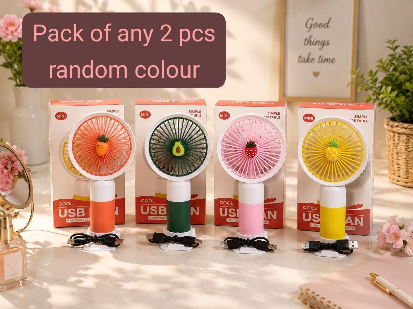Vidhi Mini Rechargeable Fan, Portable Handheld with 3 Speed Modes 0002 USB Fan-image-22