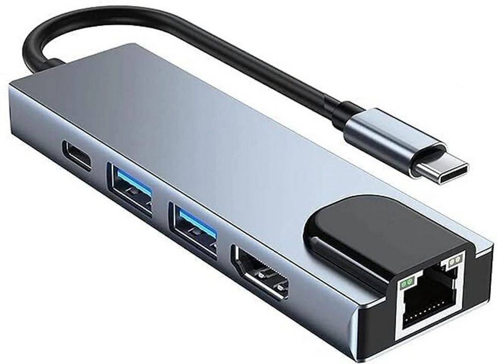 THE MOBILE POINT Type C Multiport Hub 5-in-1 Adapter Dock Convert to HDMI Multi USB Port 100m ‎ HDTV 4K,Transfer Compatible with Type-C Laptops, Tablets & Smartphon,Monitor HDMI Connector, USB Hub, USB LAN Card-picture-10