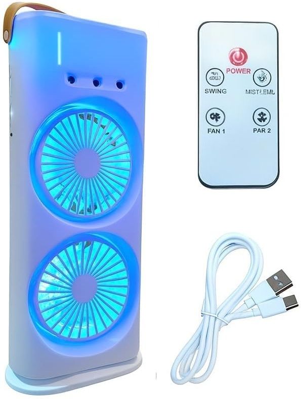 TREATTOES Portable Mini USB Air Cooler Fan, Double Ended Spray Cooling with Mist (T10) 3-Speed Rechargeable Mini AC Fan with Remote for Home, 280ml Ice Tank T10 USB Air Cooler-image-19