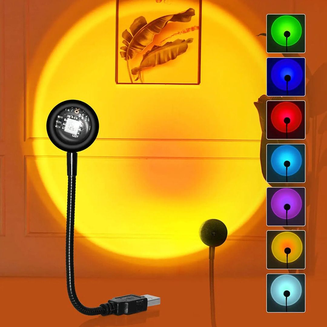 Gadgetturbo Led light Rotatable and Portable Plug and Play Sunset Lamp with 7 Vibrant Color + 13 Modes Led Light-image-39