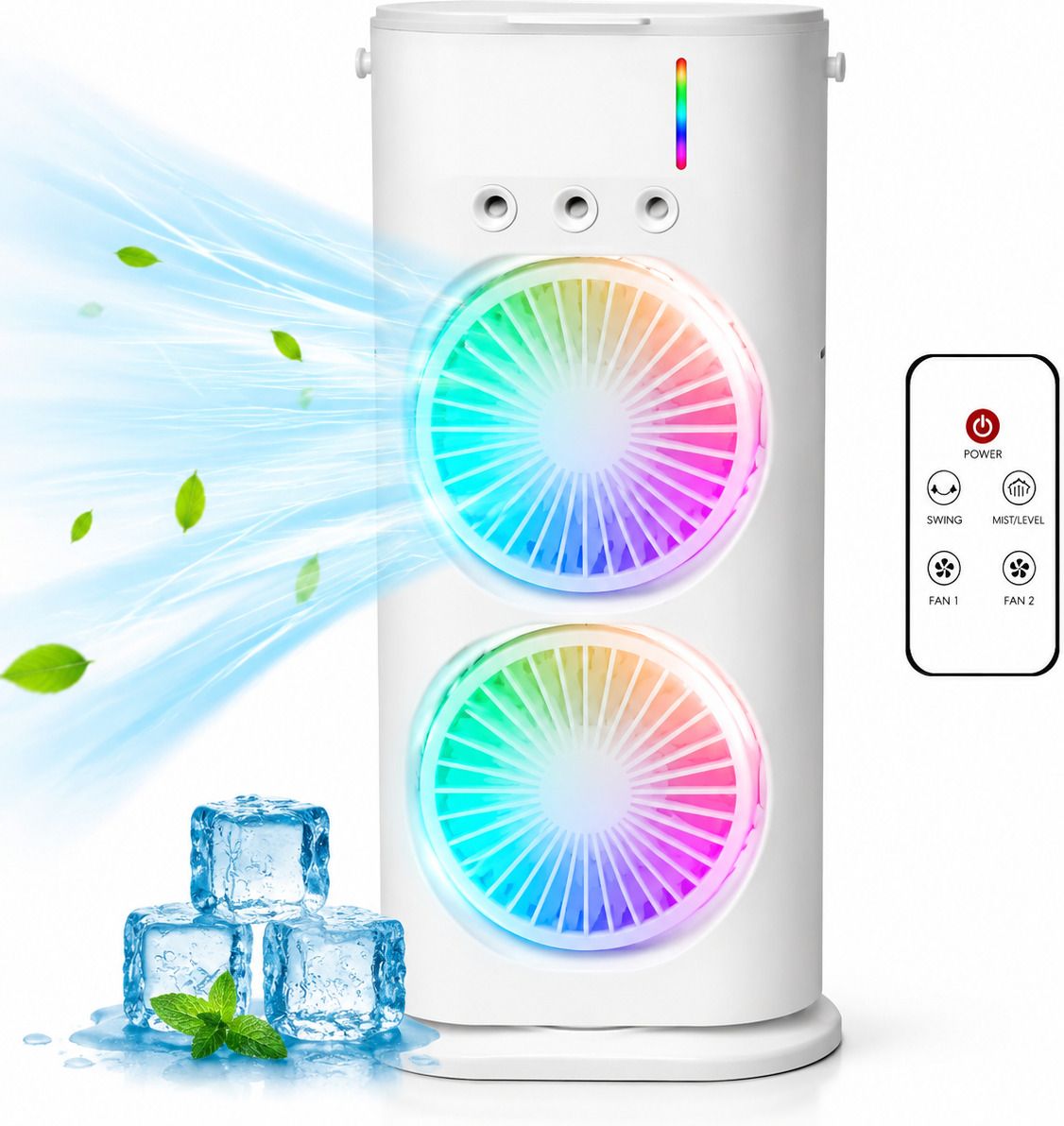 Calculus Dual-Fan USB Air Cooling Mist Fan with 7-Color LED Night Light DEFC3 USB Fan, USB Air Cooler-image-47