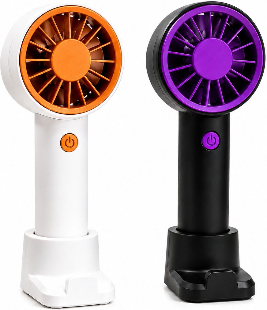 RATNEKA 2 Pieces Handheld Mini Fans - 1 Black + 1 White Rechargeable Fans with Stand 2PCS-PORTABLE-FAN-10 USB Fan-picture-11