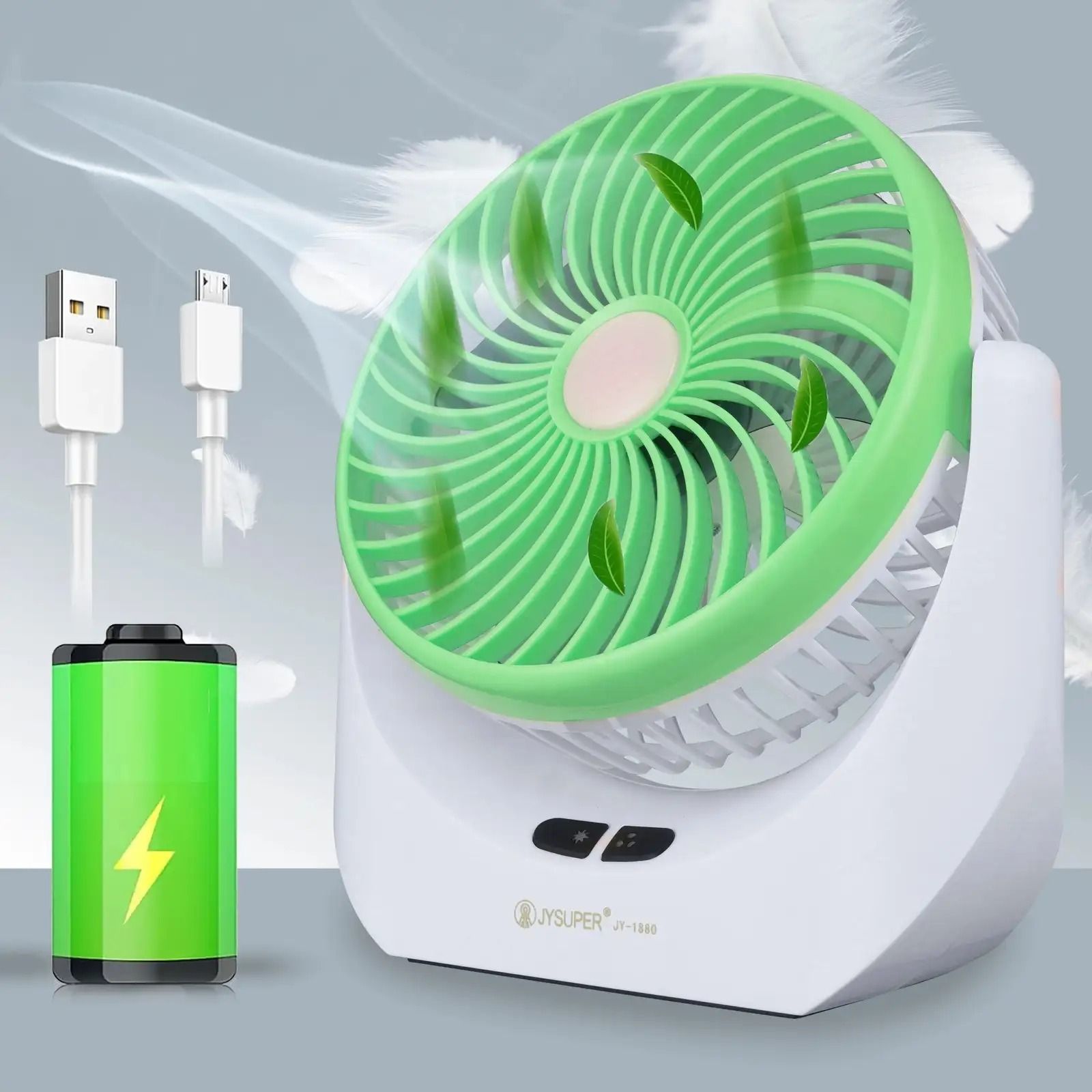 Homzeyhub Rechargeable Mini Fan with LED Light & USB Charging, 3 Speed Portable Desk Fan Mini Fan USB Fan-picture-10