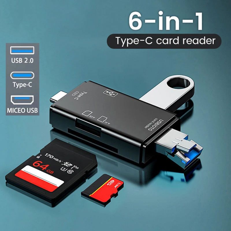 Good One 6IN1 Universal USB-C OTG Memory Card Reader for SD & MicroSD Card Reader Card Reader-image-20