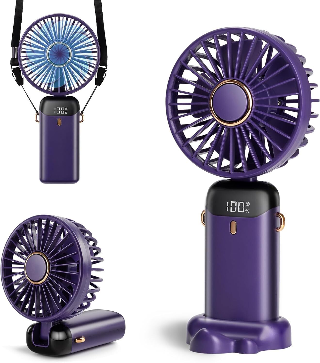 Hokiit Personal Small Desk Fan Rechargeable USB Fan USB Fan Mini Hand Fan, Powerful Handheld Fan,5 Speed Strong Wind USB Fan-image-47