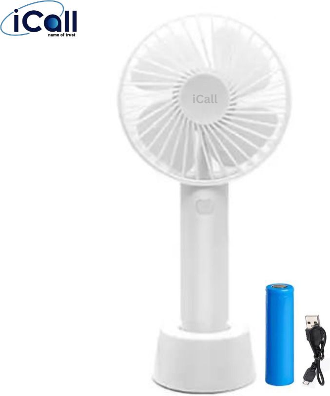 icall Mini Portable Hand Fan 3 Speed modes Build-in Rechargeable Battery with Table Holder Powerful Rechargeable Fan-image-38