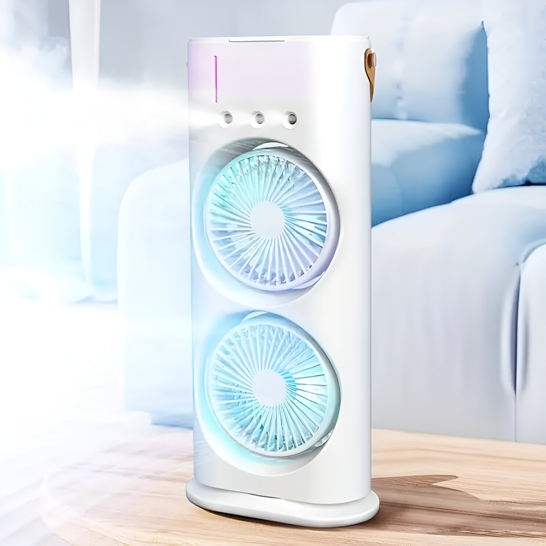 Paradise creation Double-Ended Spray Fan| Portable Air Cooler With Lamp For Table, office, Home Double ended spray fan with remote control and 360 rotation mist fan with lights USB Air Cooler image 1