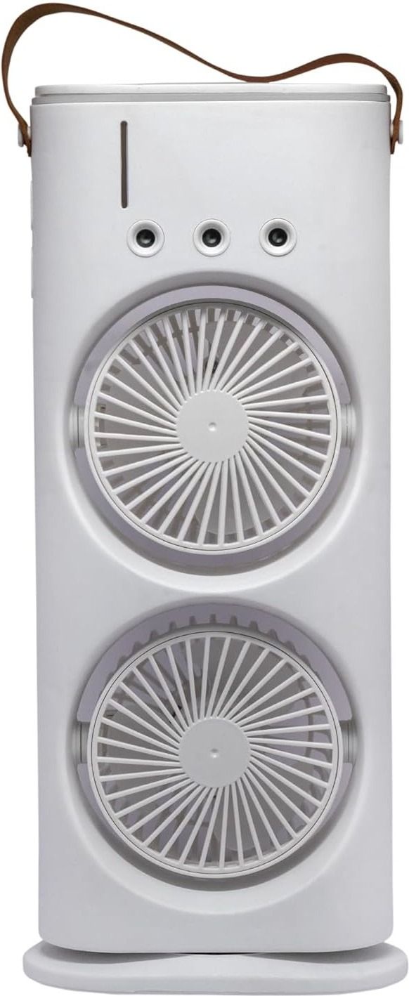 SLIPCARE Double Ended USB Rechargeable Air Cooler Fan with LED Light | 3-Speed Spray S122 Mist Fan with Remote & Touch Control, 280ml Ice Tank, Cold Mist Cooling Fan S122 USB Air Cooler-image-2