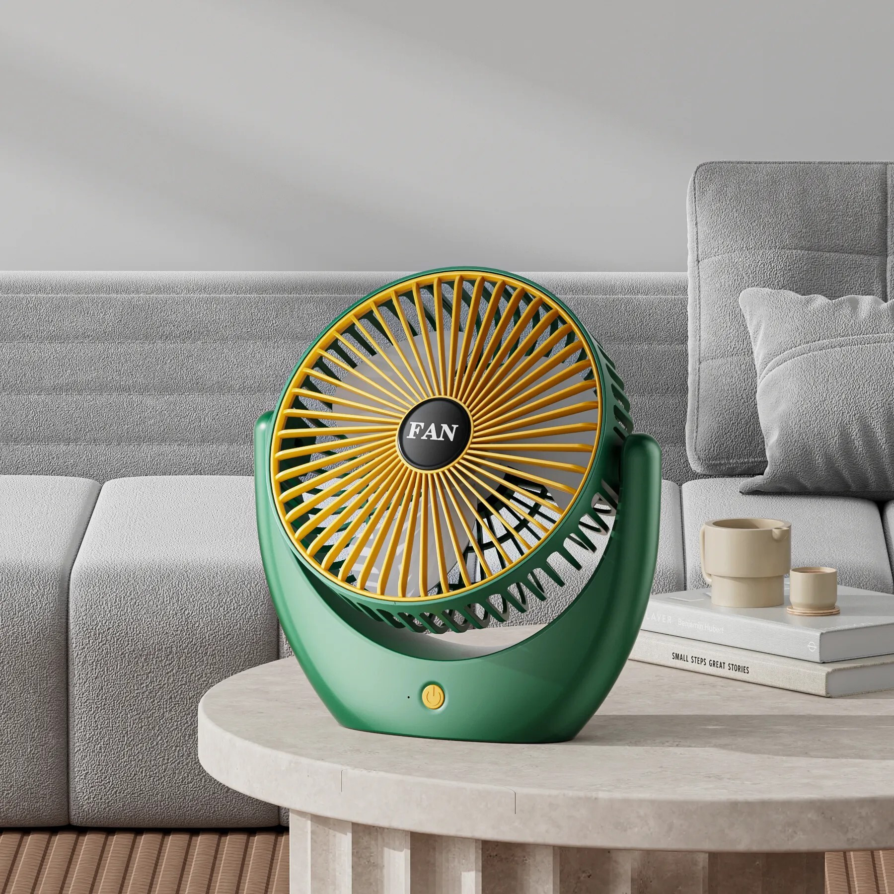 Solisca Mini USB Charging Desktop Fan Multi-Angle Air Delivery Three Speeds Quiet Table Mini Portable 3 Speed mode Build-in Battery Rechargeable-cooling blade USB Fan image 1