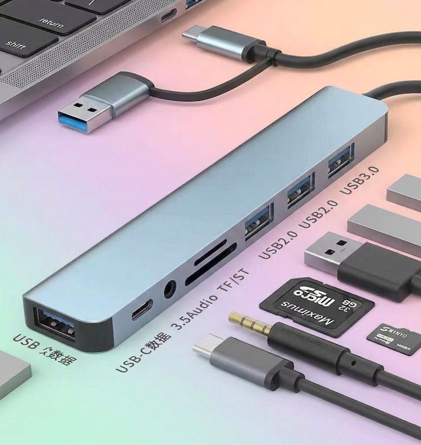 PLUGPULSES Multiport USB Type C Hub with SD/TF Card Reader, USB 3.0 & 3.5mm Mic Support 7-in-1 USB C Hub with 3 USB 3.0 Ports, SD/TF Card Reader & 3.5mm Audio Jack USB Hub-image-31