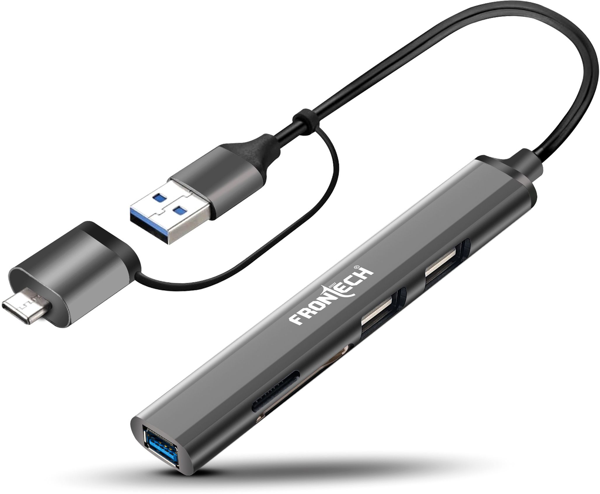 Frontech 5-in-1 USB Hub 3.0| Dual Input Type-C/USB-A/SD/TF | 5Gbps Data Transfer NC-0040 Card Reader, USB Hub-image-10
