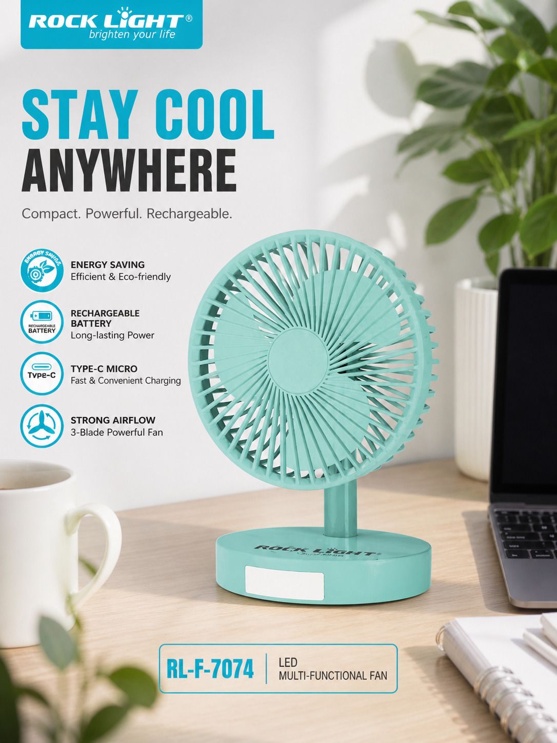 RANI RR CoolMate X1 Rechargeable Desk Fan CoolMate X1 Rechargeable Desk Fan USB Fan-image-7