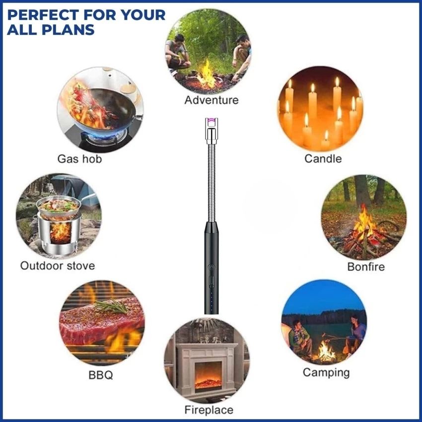 Seashot Electric Lighter Plasma Arc Lighters USB Rechargeable Electric Arc Lighter, Long Neck, Windproof Cigarette Lighter-image-1