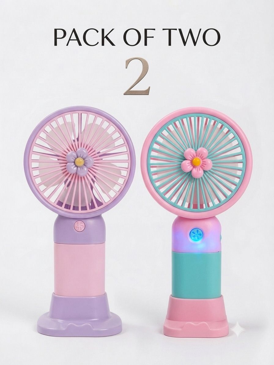 Radha Rechargeable Smart Mini Portable Handheld Fan with Flower Accent, (multicolour) FLW-2IN1-2026⁠ Rechargeable Fan, USB Fan-image-8
