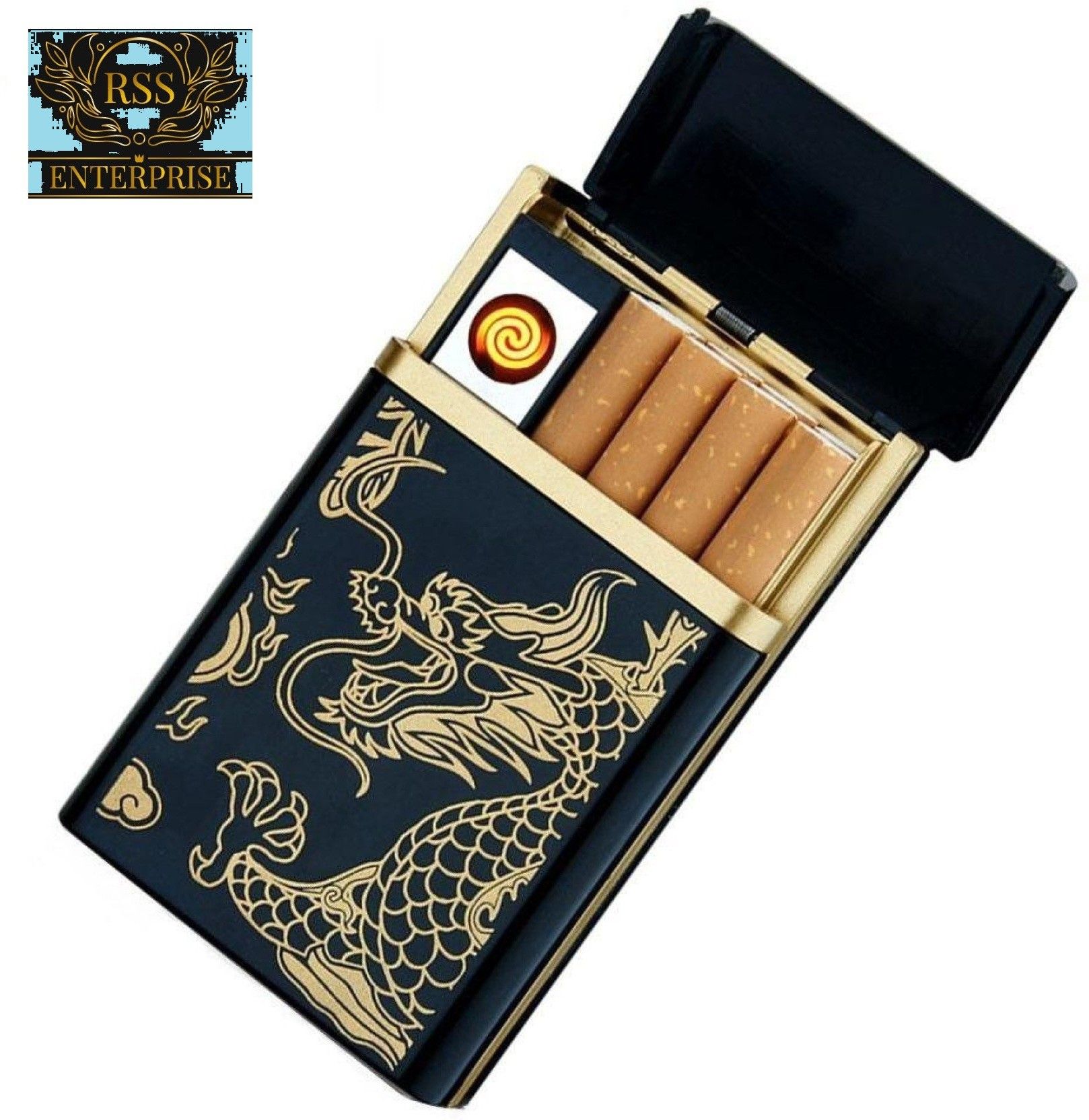RSS ENTERPRISES Golden Dragon Multifunction Windproof Case Cigarette Lighter (Gold, Black) Golden Dragon Multifunction Windproof Case Cigarette Lighter (Gold, Black) Cigarette Lighter-image-6