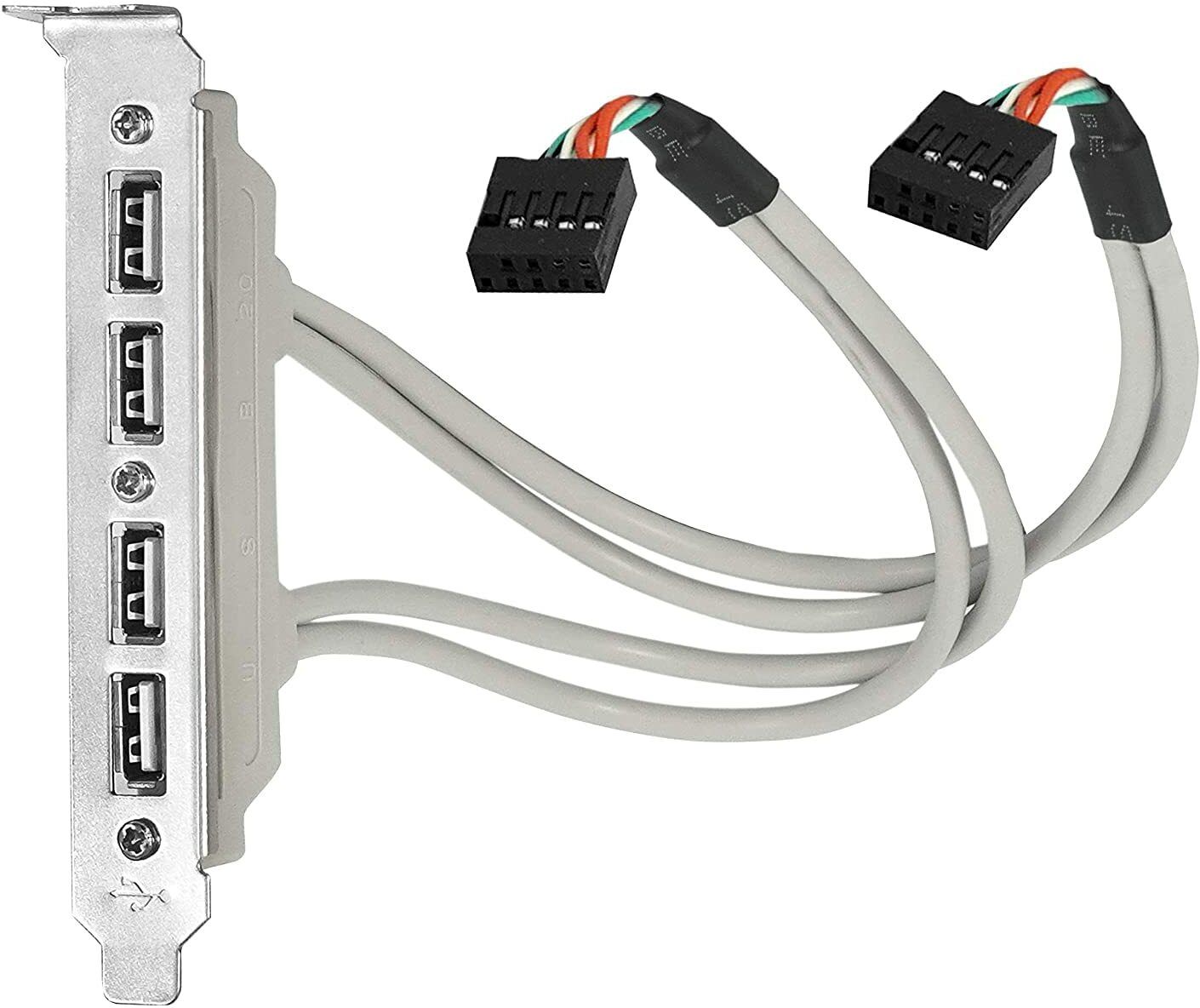 BhalTech 4 Ports USB 2.0 Header Port Slot Plate Adapter Panel Cable Female Screw to Motherboard 9pin Header Back PCI Rear Panel Bracket for Desktop Computer Expansion Card-picture-36