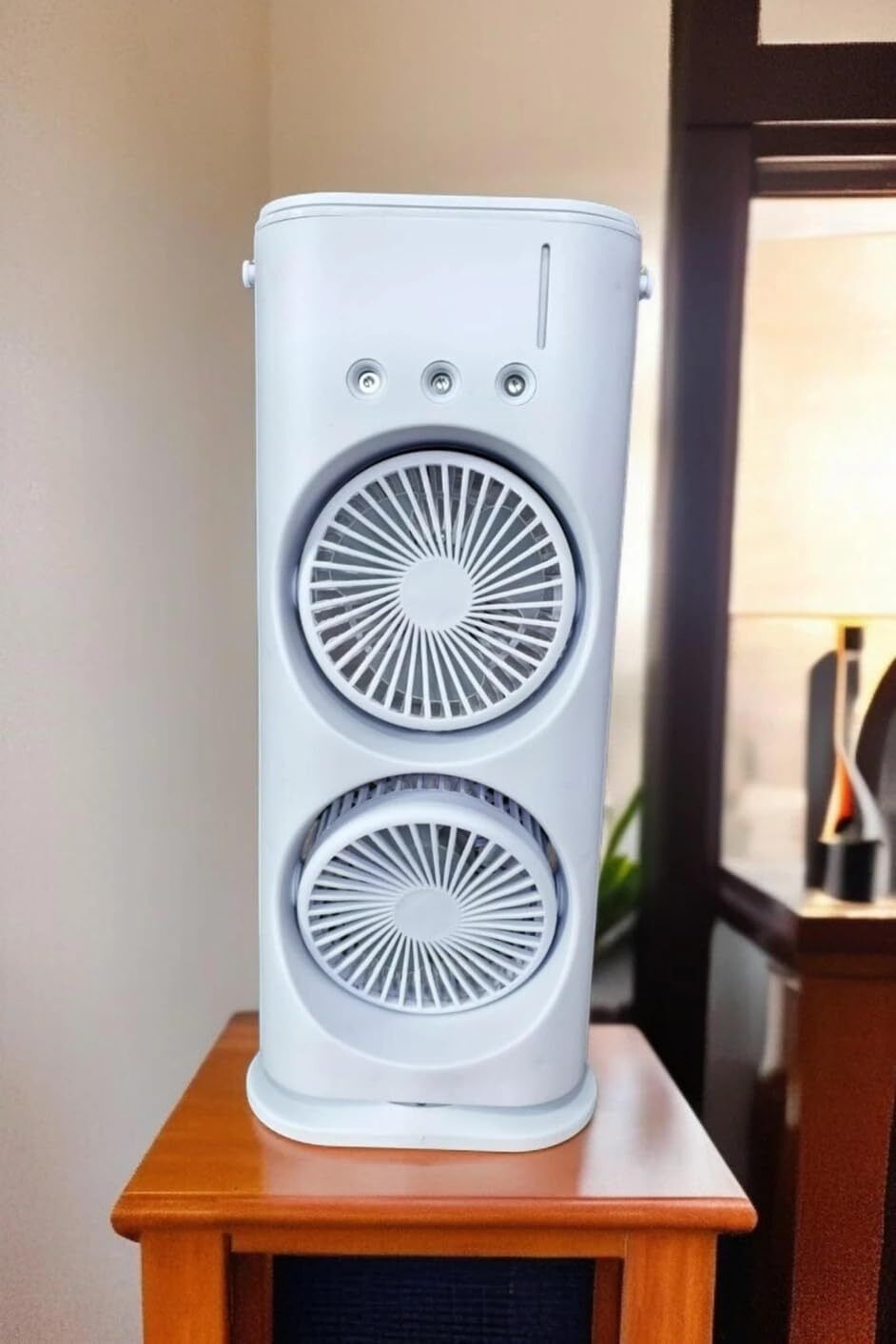 SLIPCARE Double Ended USB Rechargeable Air Cooler Fan with LED Light | 3-Speed Spray S26 Mist Fan with Remote & Touch Control | 280ml Ice Tank, Cold Mist Cooling Fan S26 USB Air Cooler-image-19