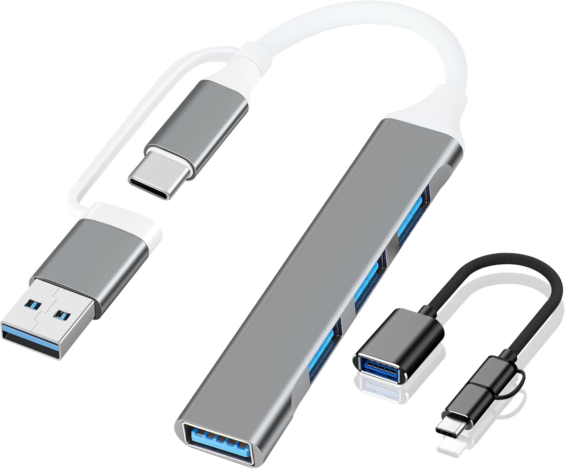 Foxne Point USB Type C to USB 3.0 OTG Cable USB 3.0 Hub (4-in-1) with Type-C & USB Dual Plugs, USB 3.0 USB Hub image 1
