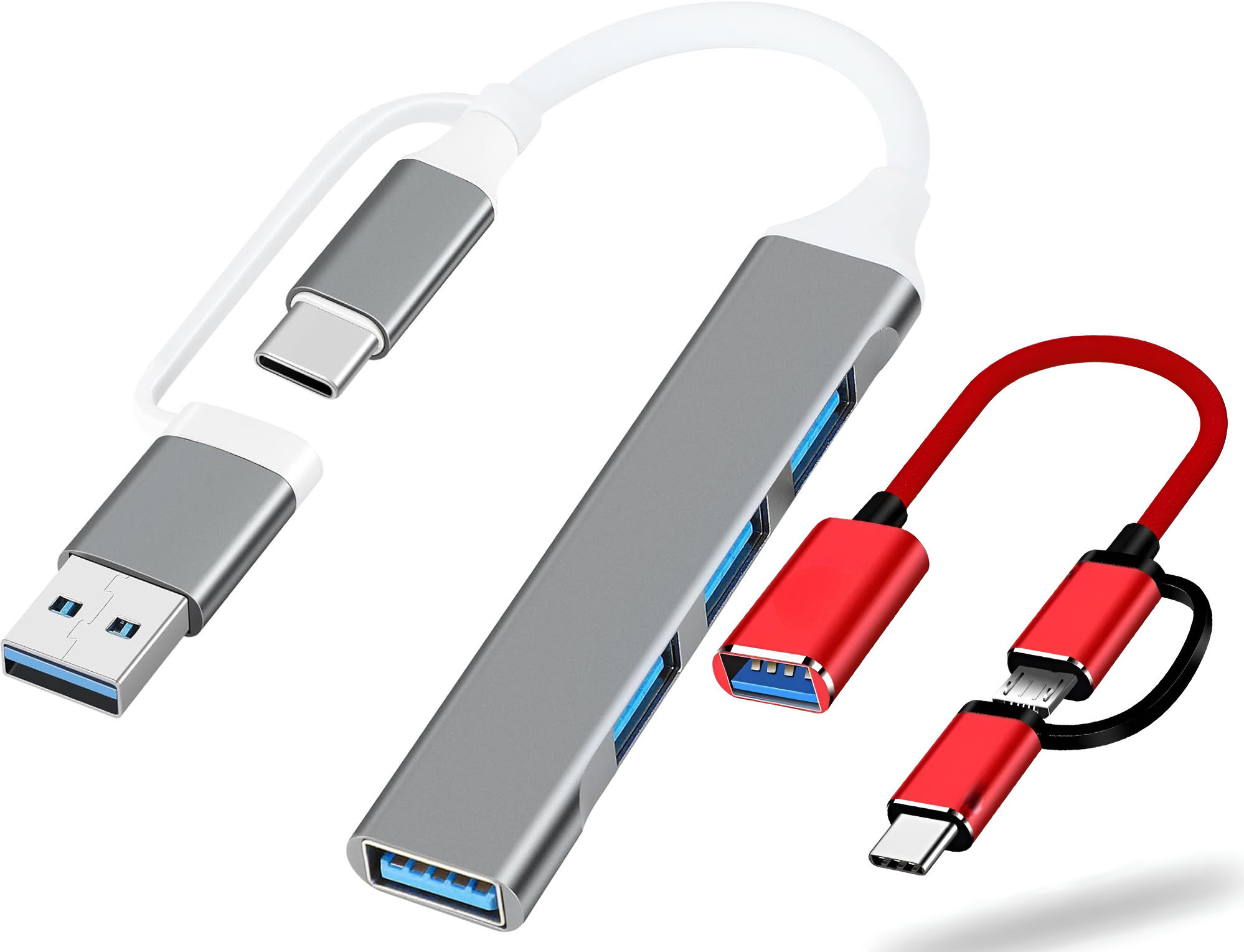 Foxne Point USB Type C to USB 3.0 OTG Cable USB 3.0 Hub (4-in-1) with Type-C & USB Dual Plugs, USB 3.0 USB Hub image 1