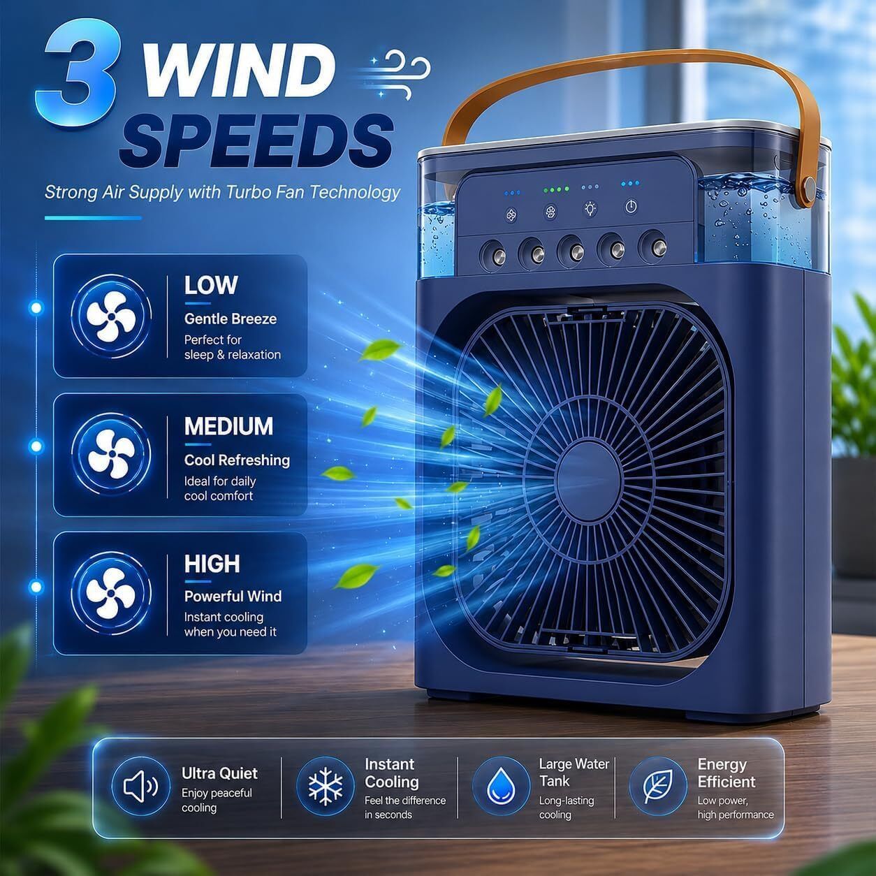 SonicHive 1/2/3 H Timer 3 Wind Speeds Mini Cooler for Room Cooling AC Portable Mini Fan Artic Cooler USB Air Cooler-image-29