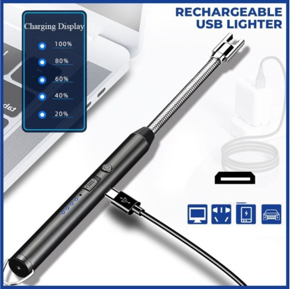 DHARMRAJ Windproof Flameless Plasma Lighter for Gas Stove, Candle, BBQ & Kitchen DR-EGL-001 USB Charger-image-12