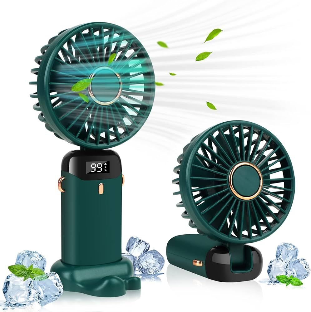 URBAN ZONE ENTERPRISES Portable Rechargeable Mini Fan With Display USB Handheld Fan Foldable Desk Fan UZONE CoolBreeze X1 Pro Rechargeable Fan-image-1