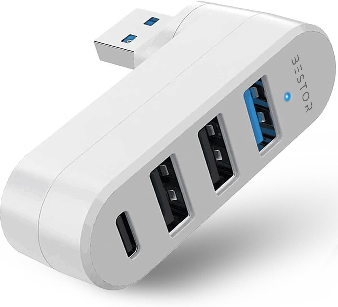 Bestor USB 3.0 Hub 4-Port USB 3.0 Hub 90°/180°[Degree Rotatable],with 3 USB Ports & 1 USB C Port HDMI Connector, USB Charger, USB Hub-image-36
