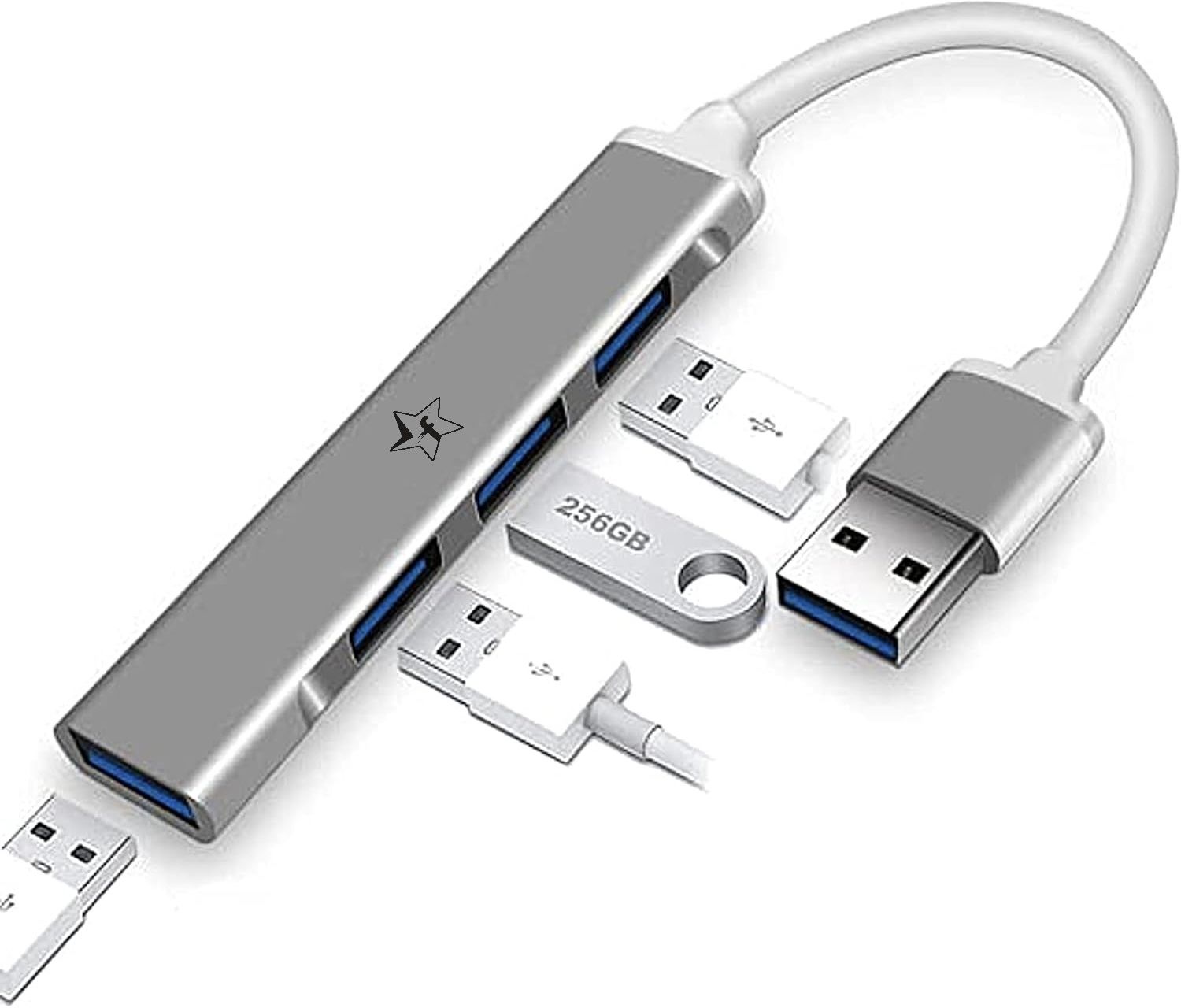F5 SmartTech 4-in-1 USB 3.0 Type-A High-Speed Hub for Laptop & MacBook USB-C to USB-A Adapter for PC, Mac, Surface, XPS & Desktop USB Hub-picture-10