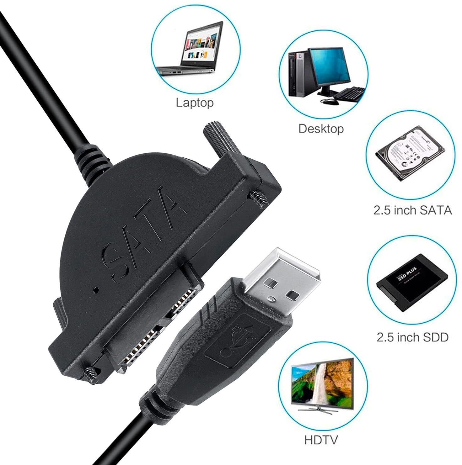 USB 2.0 to 13Pin Slimline SATA Laptop CD/DVD ROM Optical Drive Adapter USB Adapter-image-33
