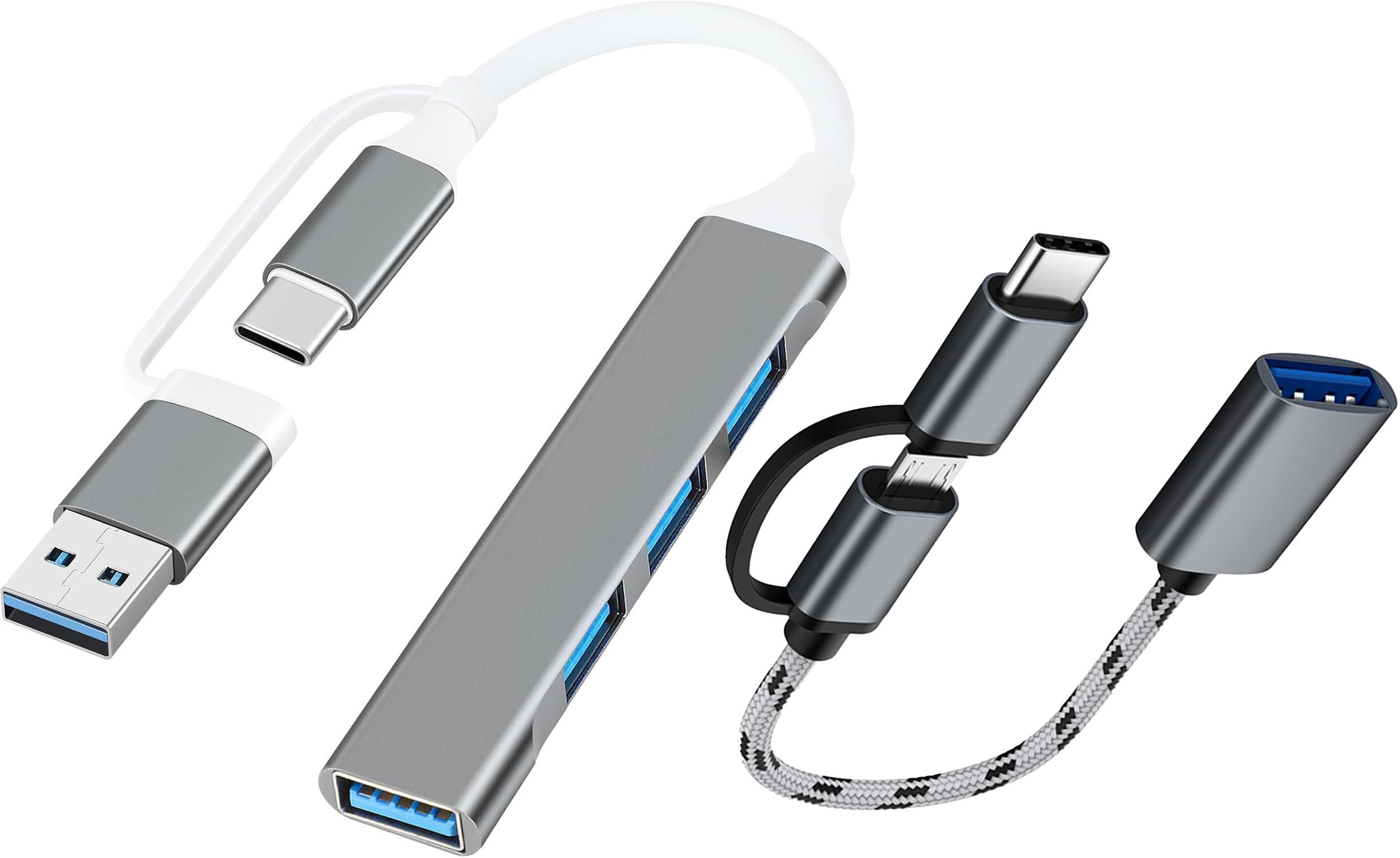 Foxne Point USB Type C to USB 3.0 OTG Cable USB 3.0 Hub (4-in-1) with Type-C & USB Dual Plugs, USB 3.0 USB Hub image 1