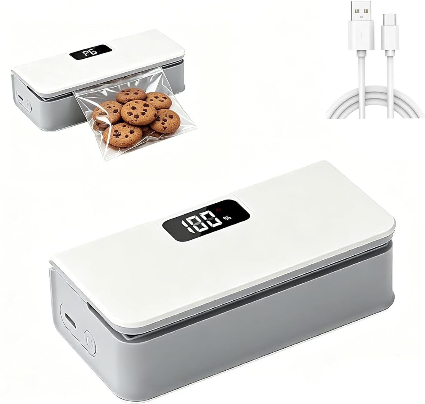 sptex Portable Mini Sealing Machine Rechargeable Magnetic Sealer Heat Seal with Cutter Automatic Vacuum Bag Sealer-picture-37