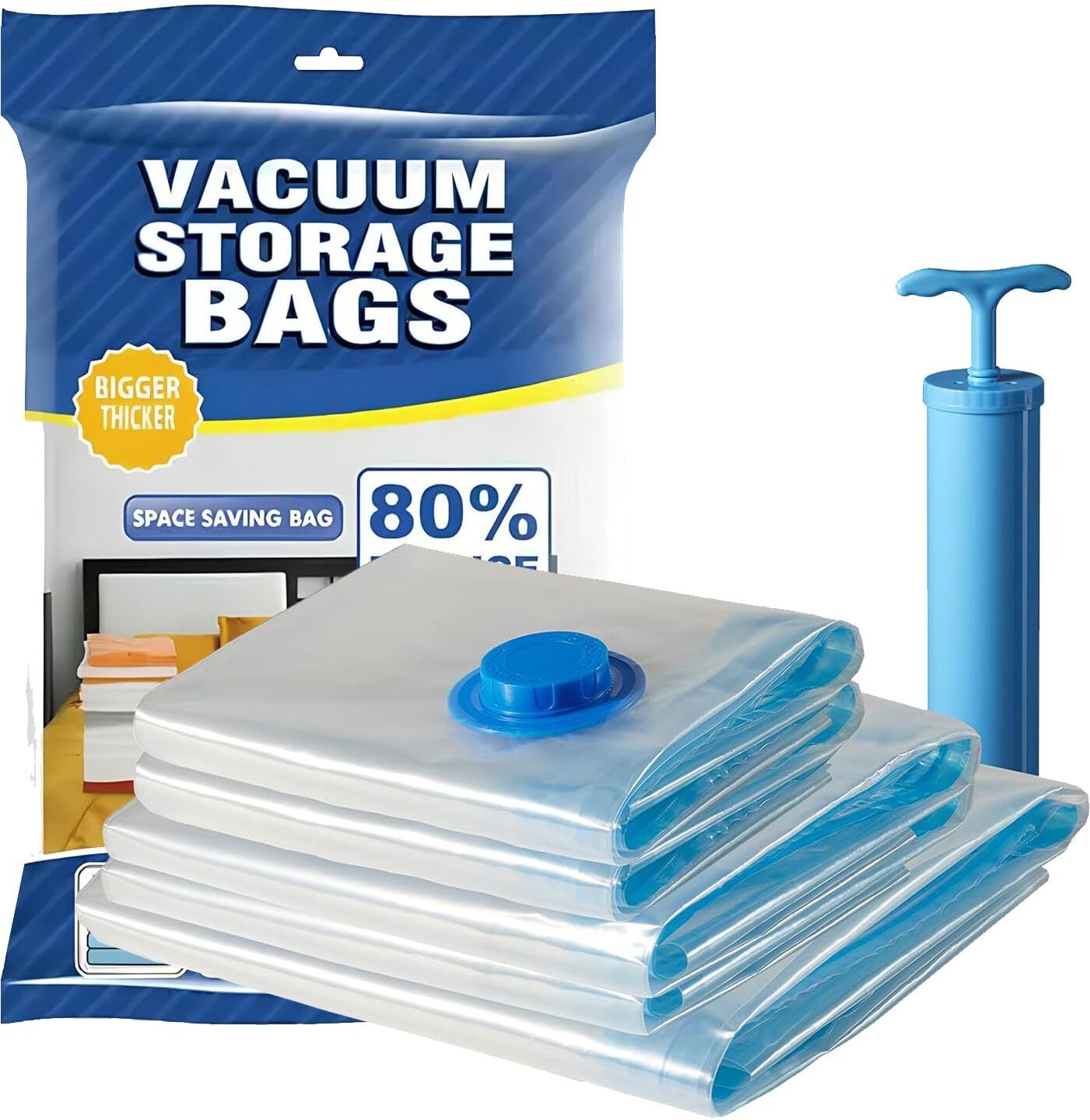 Space Saving Compression Bags with Pump for Clothes, Blankets Travel Storage Vacuum Bags, High Volume Storage Vacuum Bags-image-19