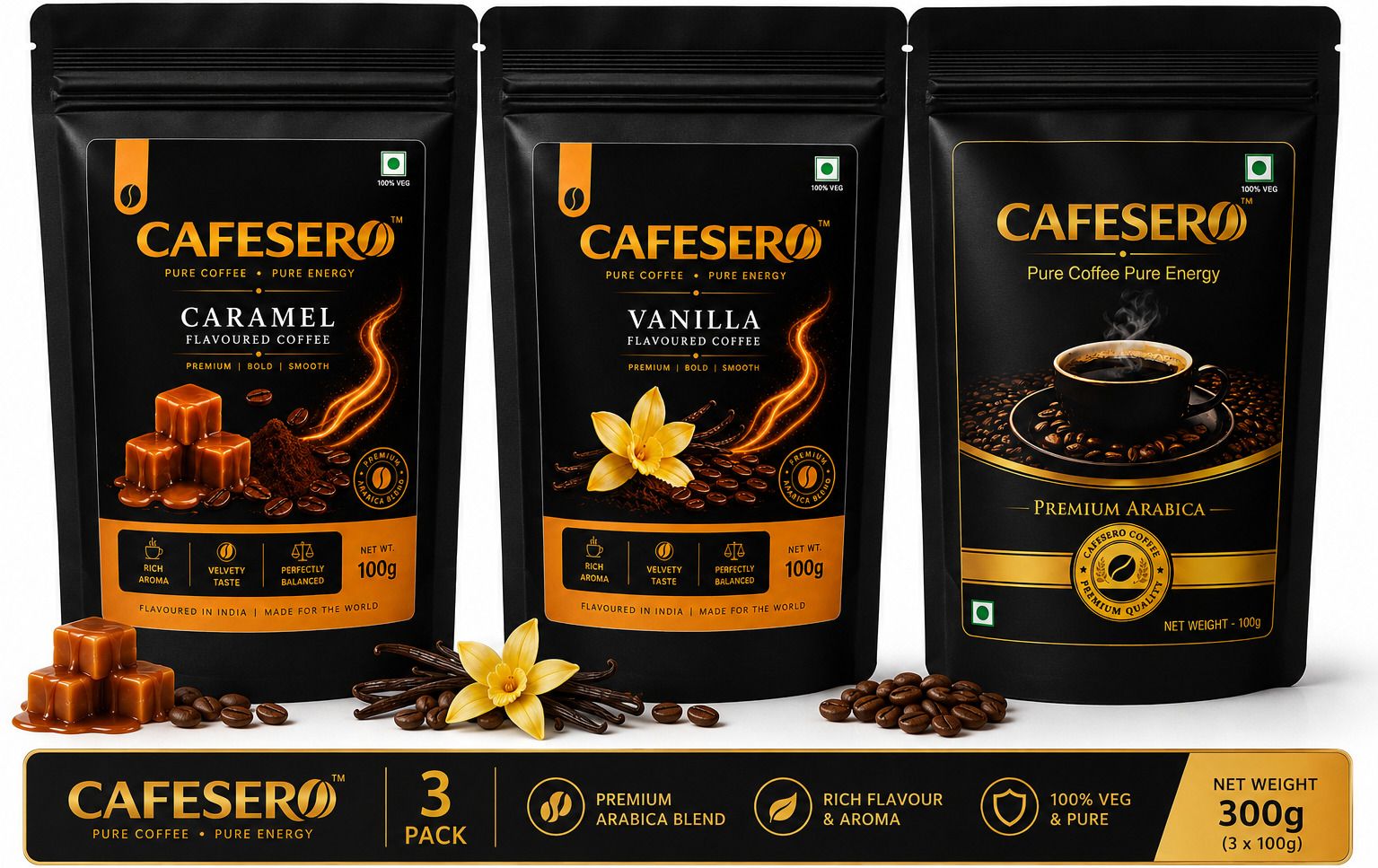 cafesero Arabica , Vanilla and Caramel Flavour coffee combo Vacuum Maintenance Kit-picture-14