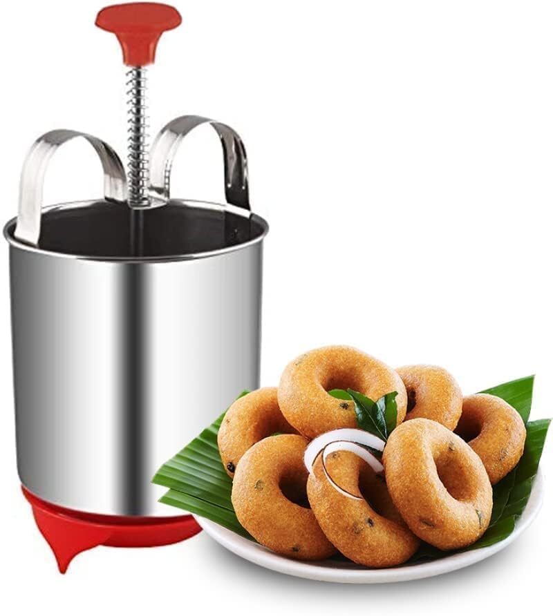 harvi Stainless Steel Medu Vada Maker Donut Maker with Stand Kitchen Tool Vada Maker-picture-19