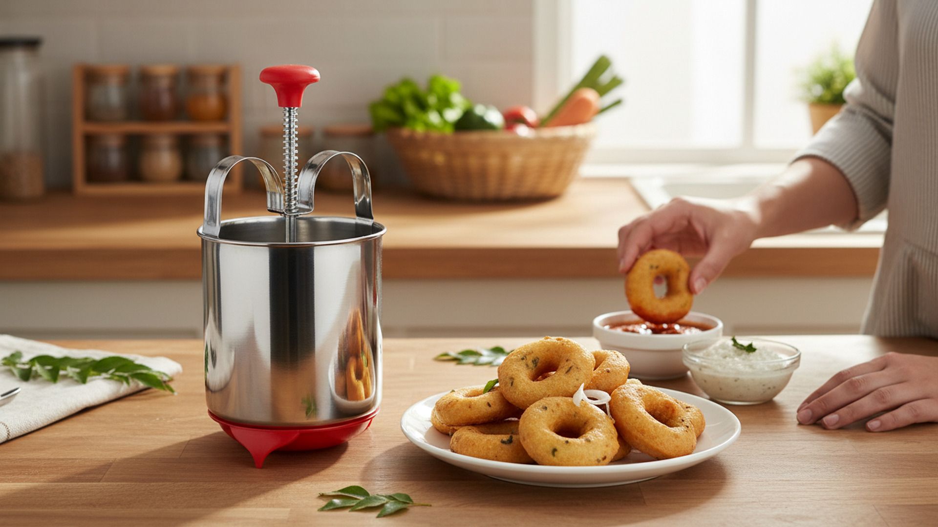 Medu Vada Maker Machine Stainless Steel Vada Maker for Home Mendu Wada Maker Vada Maker-image-4