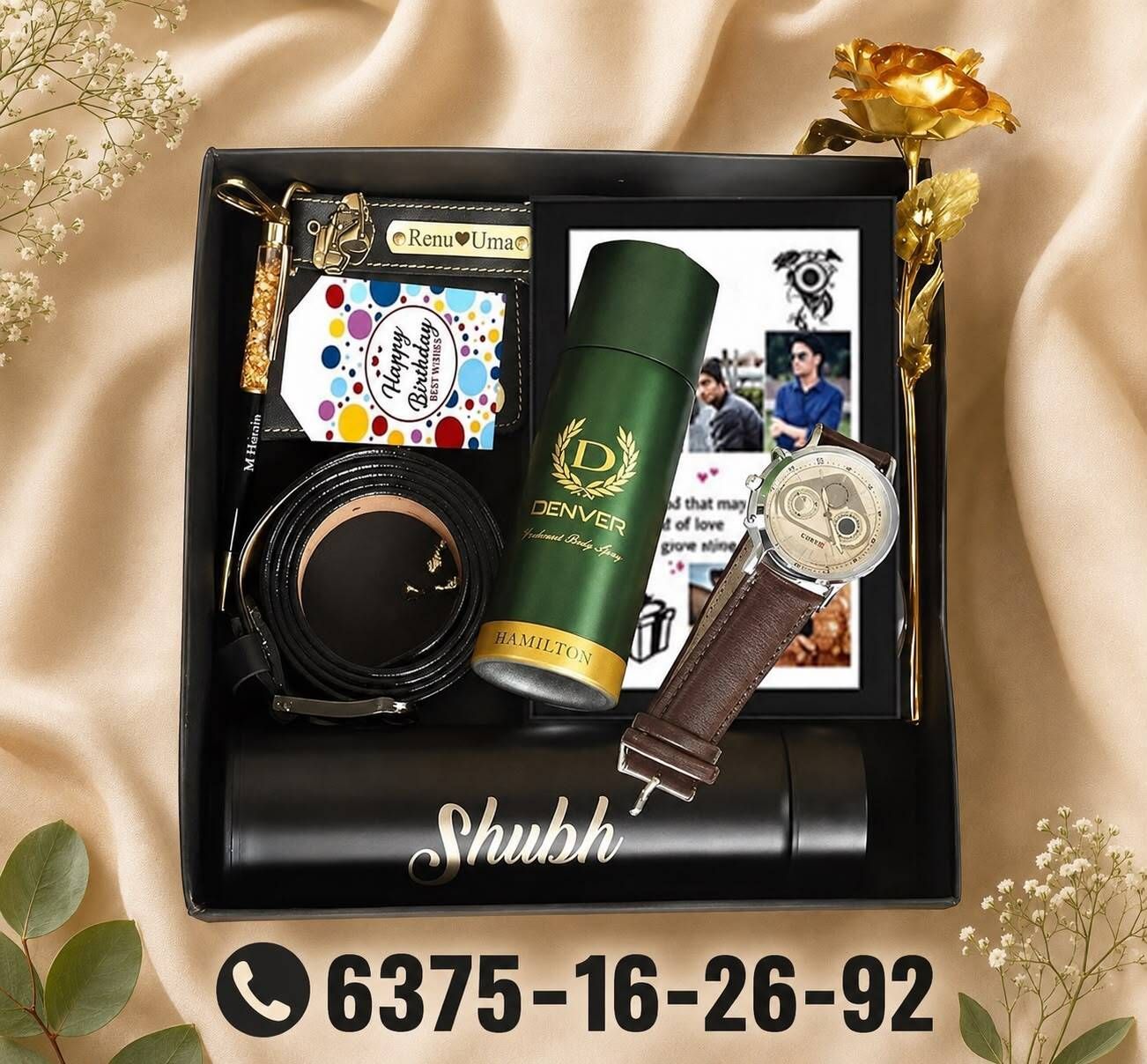 Wallet, Watch, Pen, Photoframe, Bottle, Belt, Keychain Gift Set-image-1