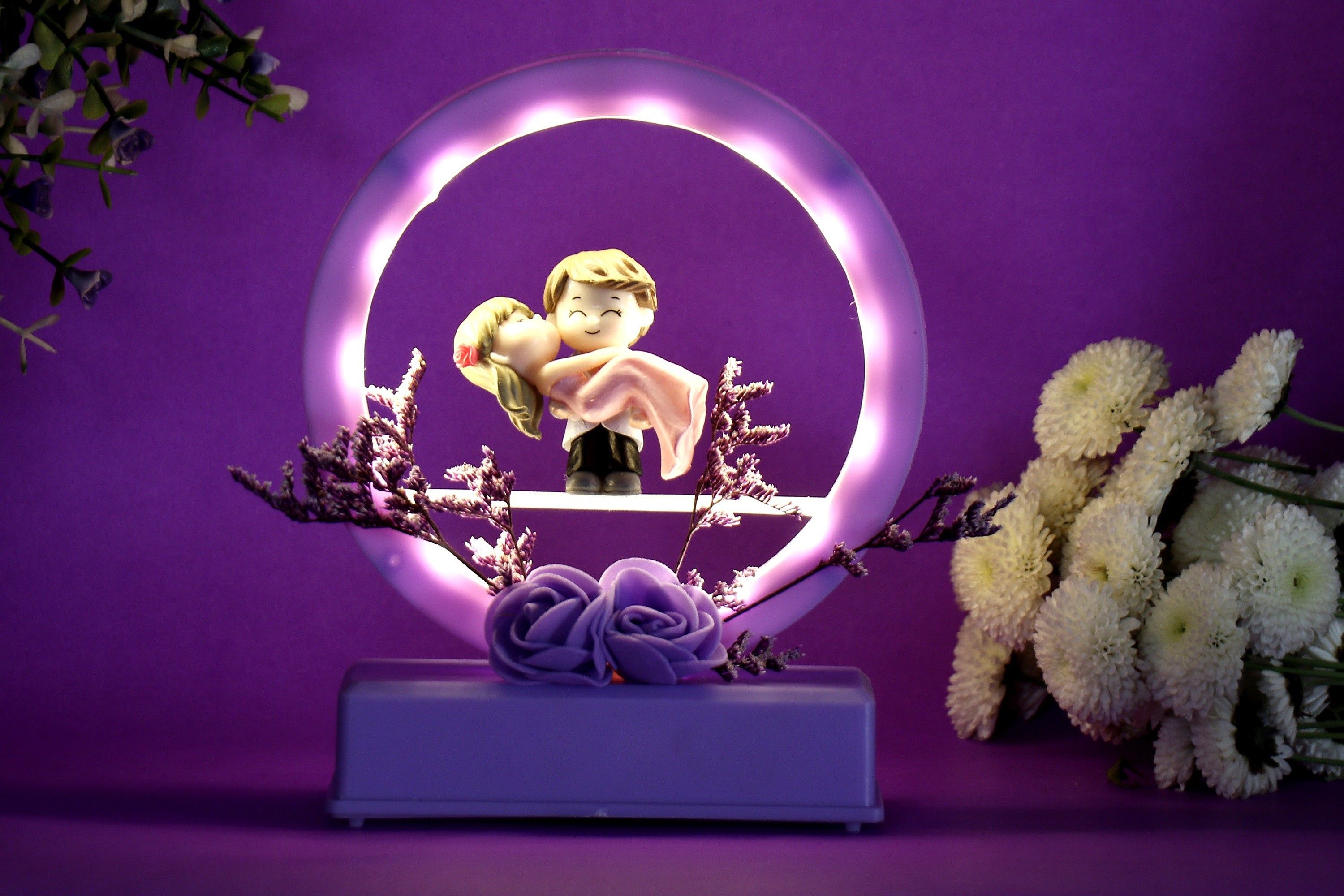 Musical Couple Showpiece with Lights Birthday Gifts for Girls Romantic Gifts Decorative Showpiece-16 cm