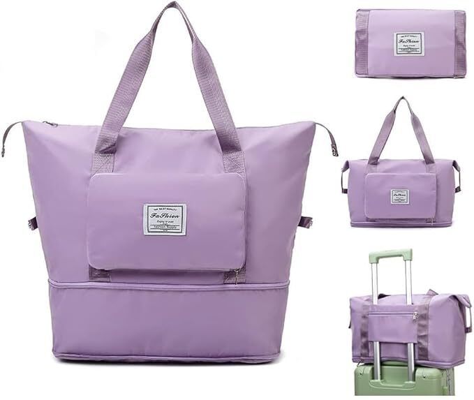 TOYGIFT HUB 41L Nylon Expandable Travel Duffle Bag Foldable Waterproof Handbag Small Travel Bag - 44 x 32 x 24