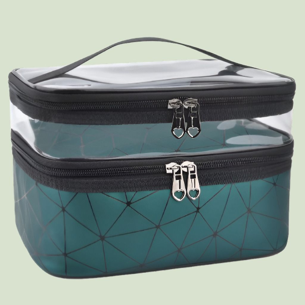 Beauty Essentials Organizer with Transparent Lid Cosmetic Bag Pouch for Girls Vanity Box-image-1