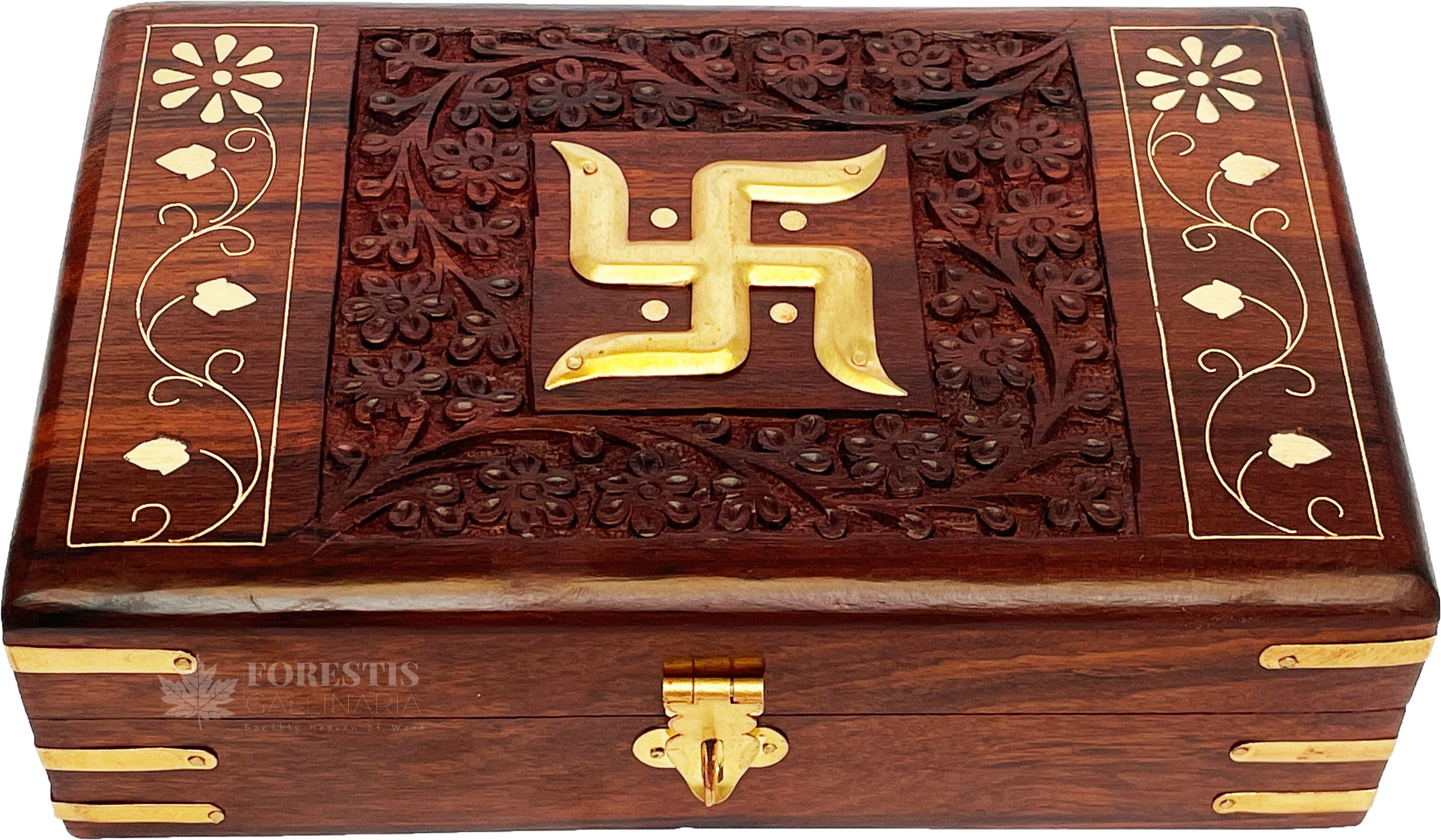 Wooden Swastik Box (8x5, Tombs) Jewellery Box, Money Box, Cash Box, Good Luck Box Vanity Box-image-12